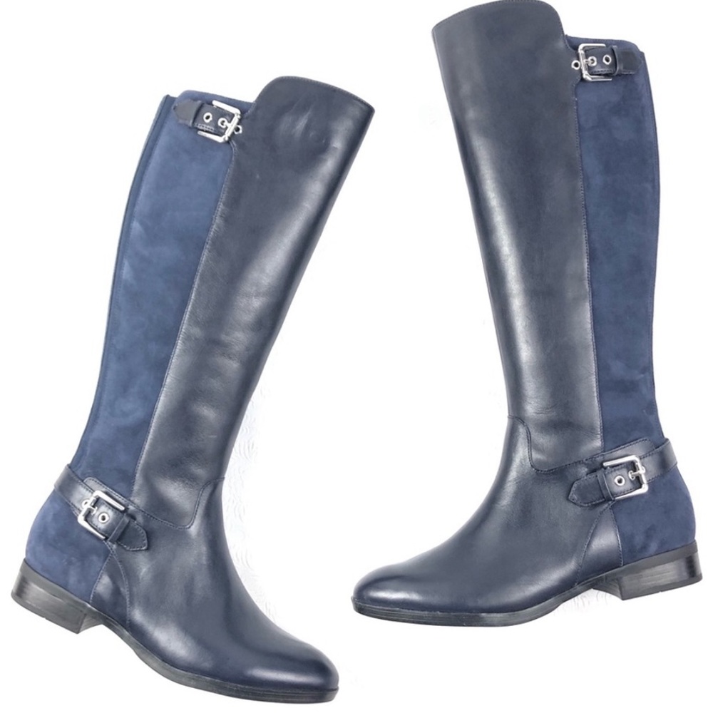 Brand new still in box Marc fisher leather and suede boots dark blue